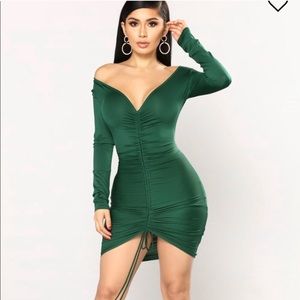 Hunter green Ruched dress